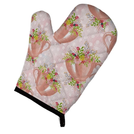 Carolines Treasures Tea Cup and Flowers Pink Oven Mitt BB7481OVMT